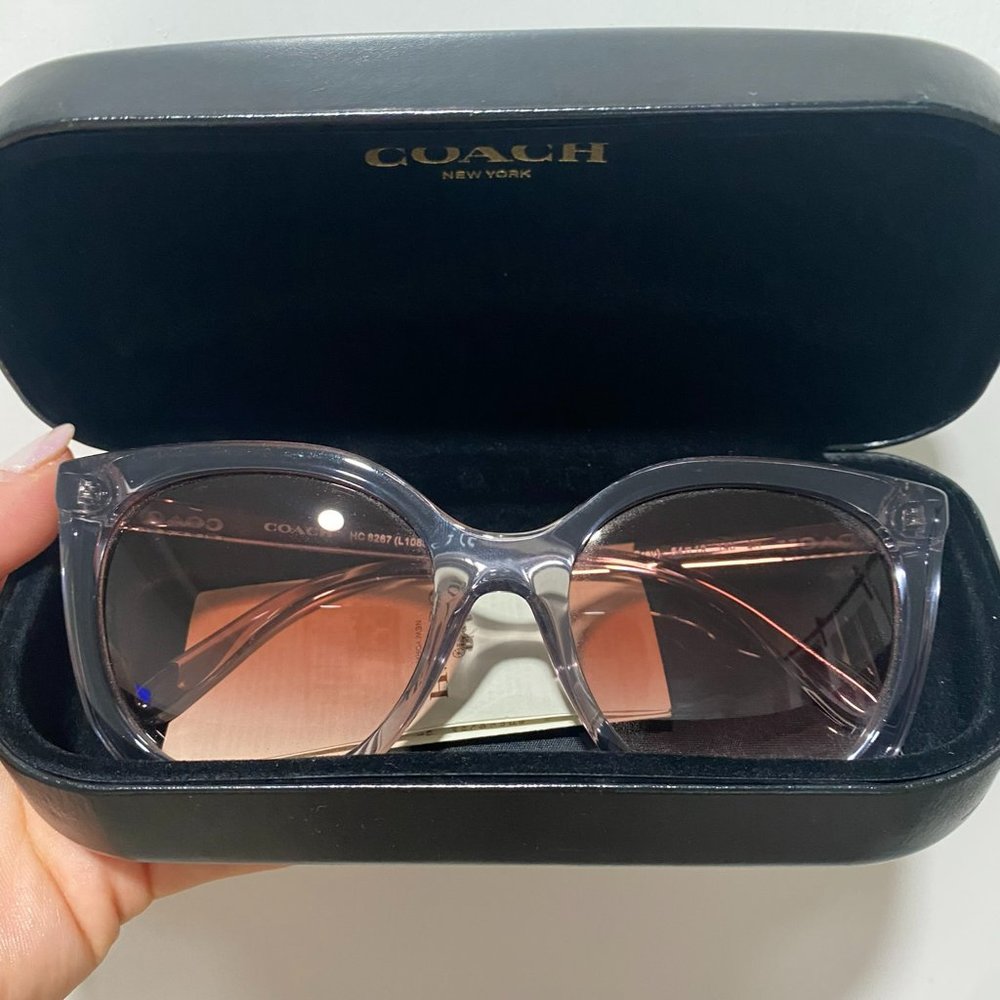 NEW COACH TRANSPARENT SUNGLASSES WITH PINK LENS